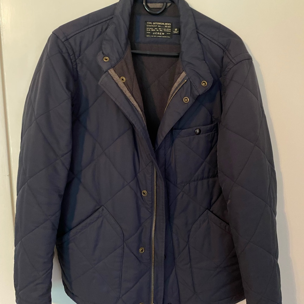 JCrew navy quilted zip up jacket